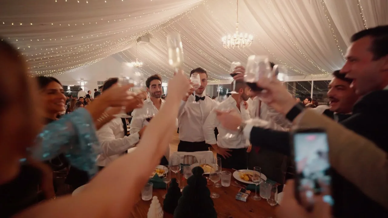 Guests raising a toast at the Sthenos year-end gala